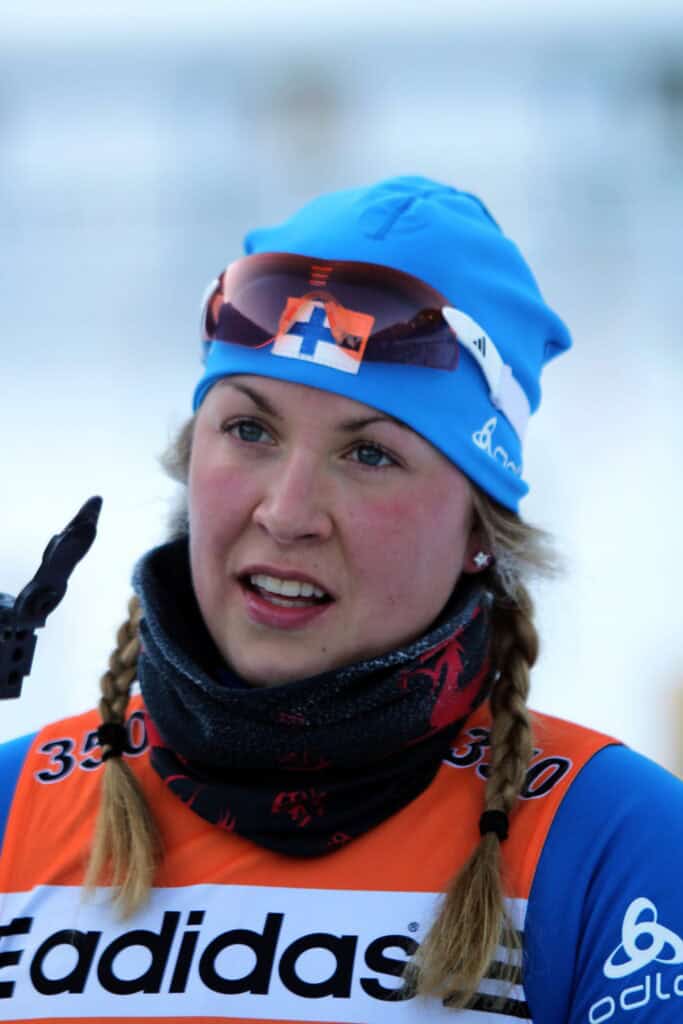 Portrait of Laura Toivanen Finnish former biathlete.