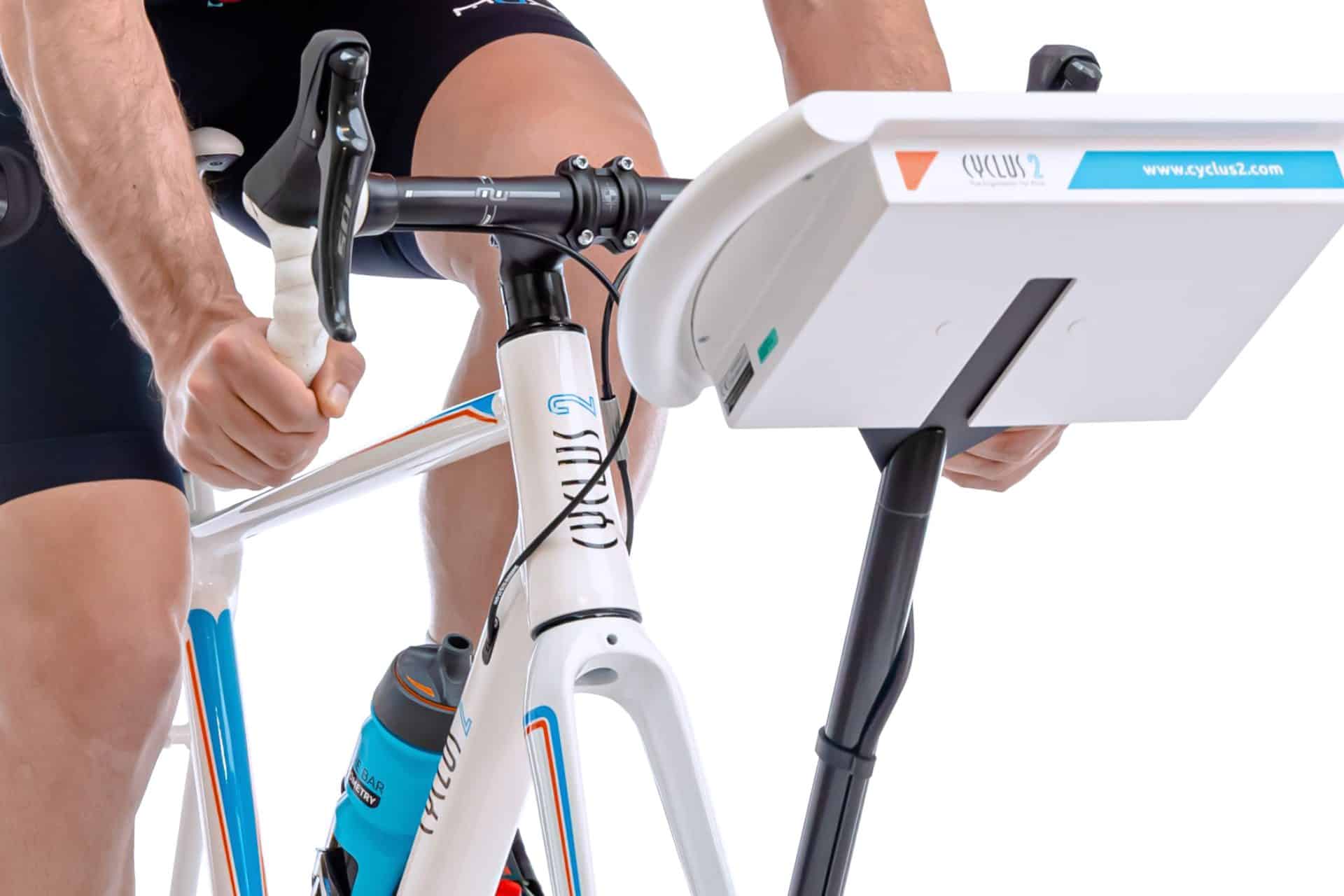 a cyclist training on the cyclus2 ergometer