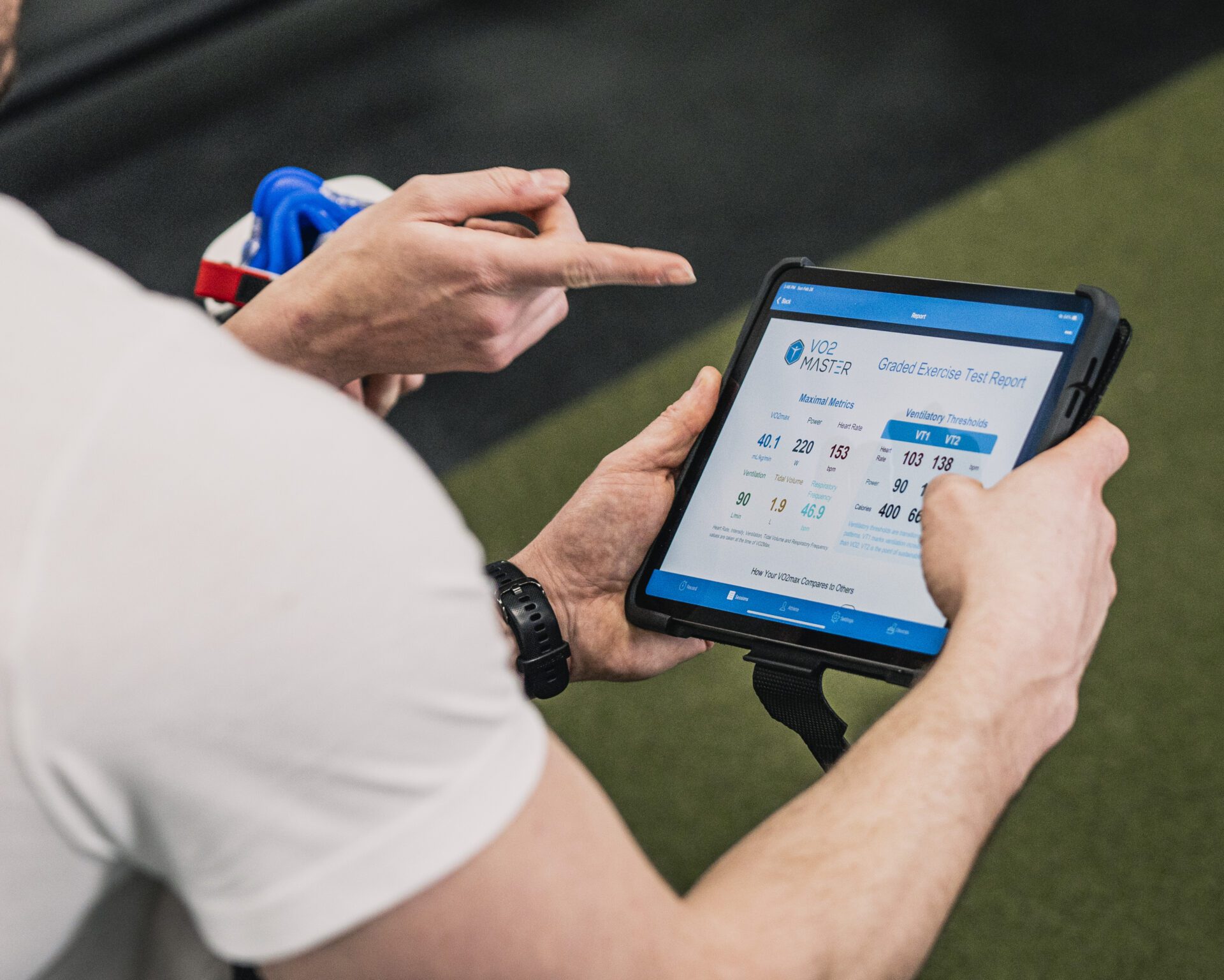 Observing performance and VT zone results on the VO2 Master iPad app